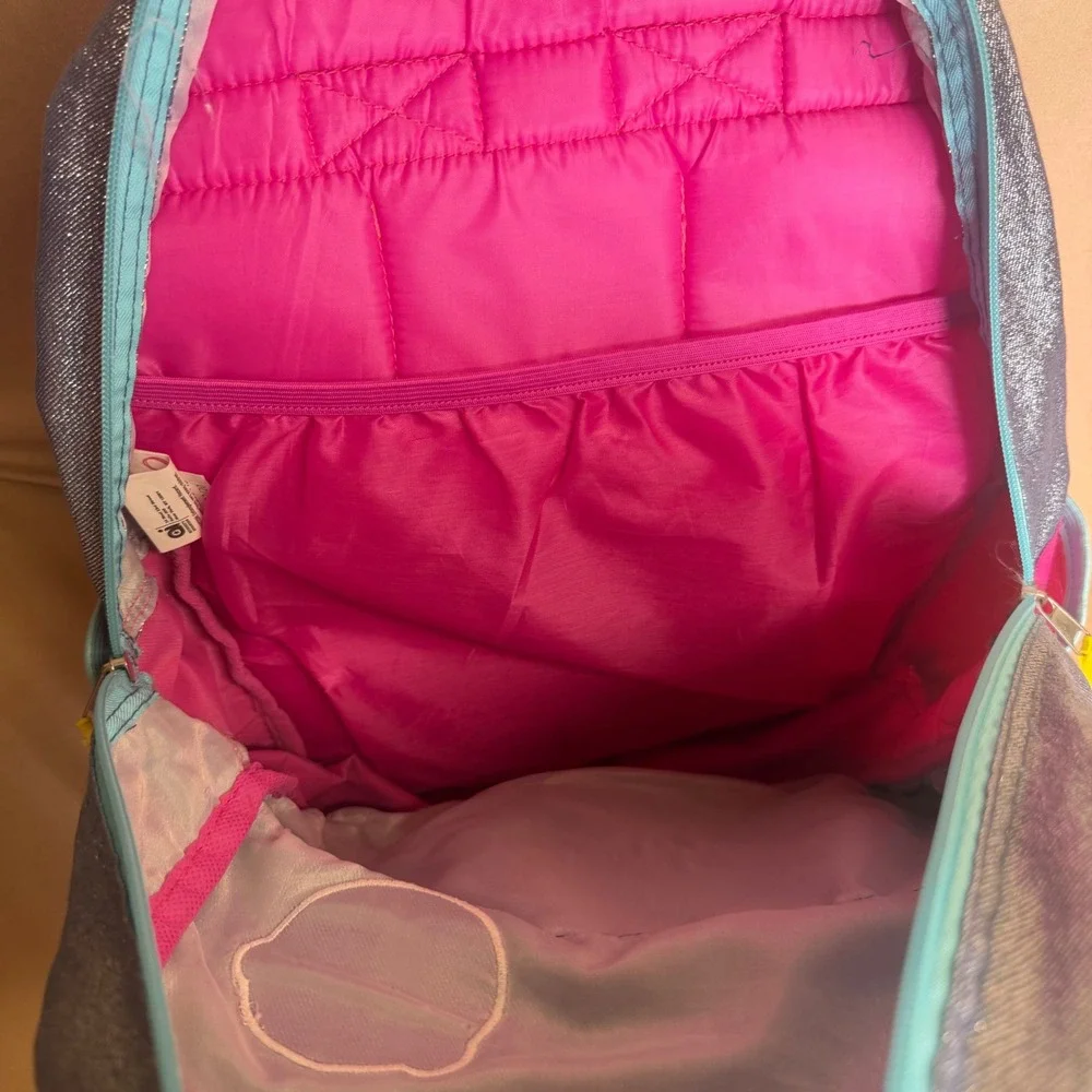 JoJo Siwa Girls 17 Inch Backpack Rainbow Flip Sequin Silver Glitter Unicorn Bow